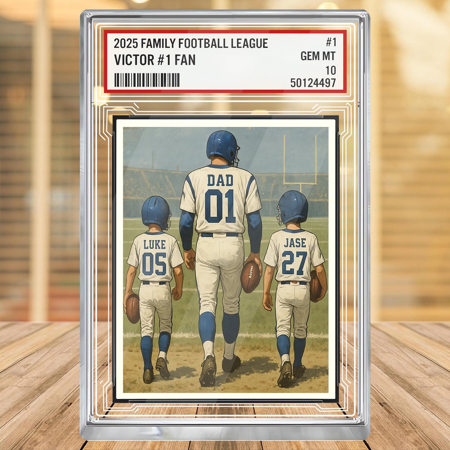 Custom Indianapolis Football Acrylic Block Gift for Daddy, Personalized Sports Trading Card with Kids' Names, Dad Sports, Indianapolis Team
