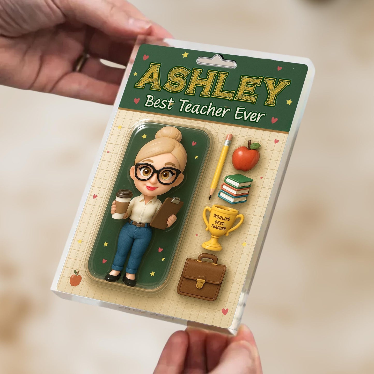 Personalized Appreciation Teacher Gift, Custom Teacher Action Figure Acrylic Block, Back To School Gift For Teacher, Best Teacher Ever Gift