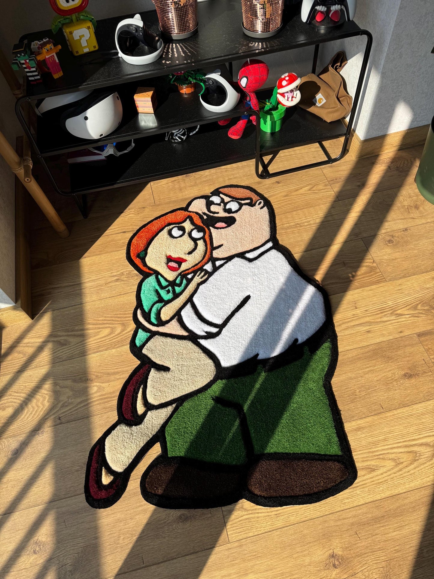 Peter and Lois griffin rug, family guy custom rug tufting, handmade wool carpet, fluffy rug, custom tufted rug, fiber art