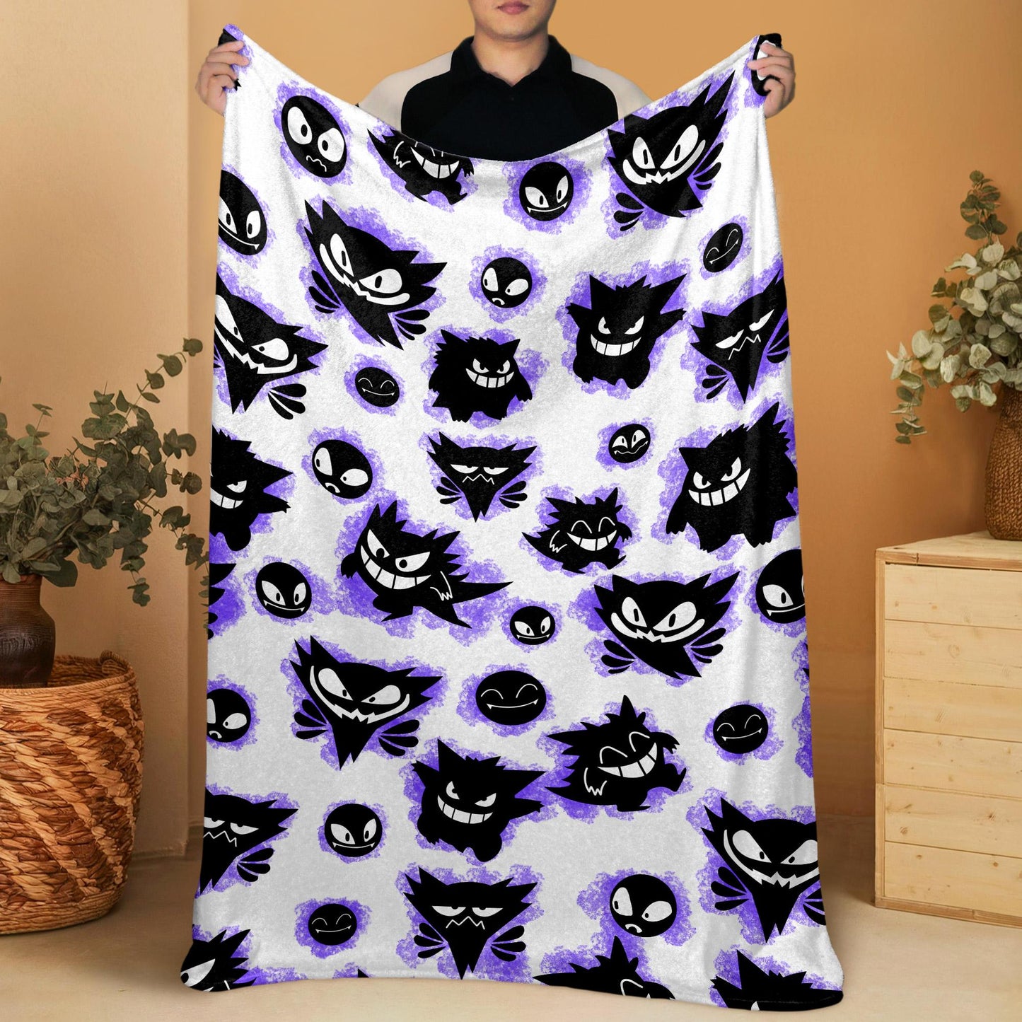 Gengar Fleece Blanket Home Decor Throw Blanket Cute Baby Blanket Gengar Blanket Gifts