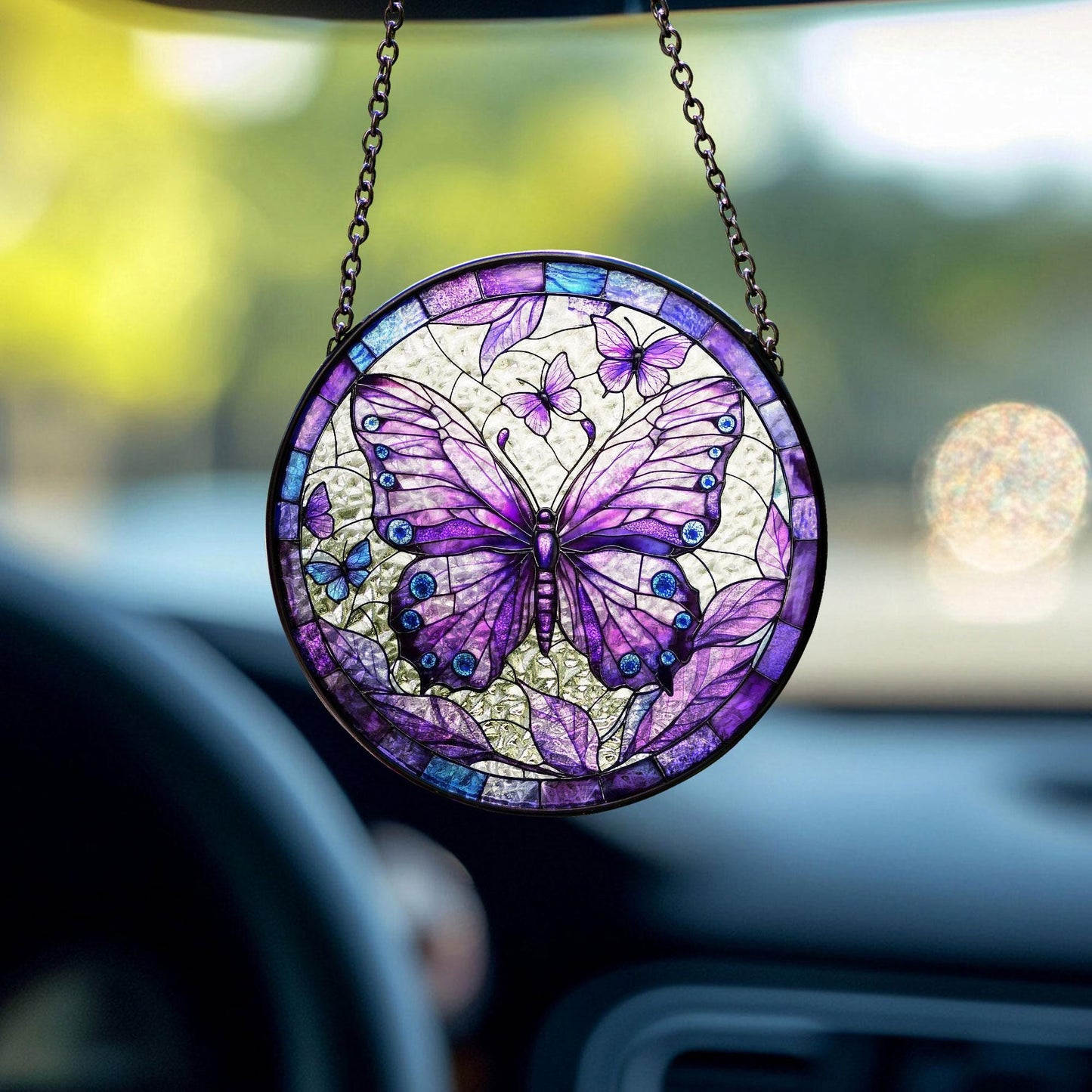 Purple Butterfly Stained Glass Suncatcher, Monarch Butterfly Decor, Butterfly Lover Gift, Butterfly Light Catcher, Gift For Mom,Garden Decor