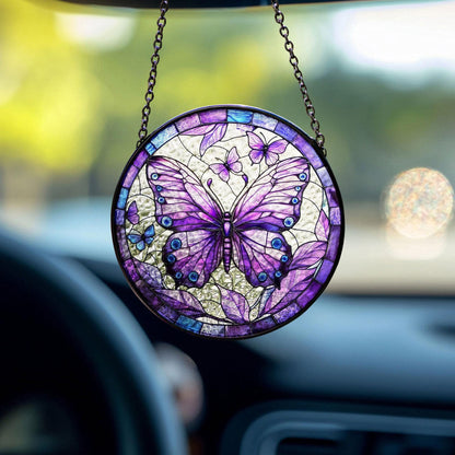 Purple Butterfly Stained Glass Suncatcher, Monarch Butterfly Decor, Butterfly Lover Gift, Butterfly Light Catcher, Gift For Mom,Garden Decor