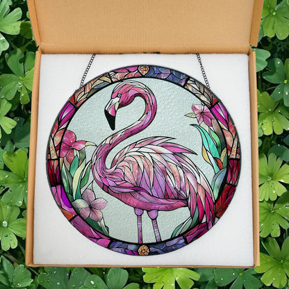 Flamingo Glass Suncatcher, Flamingo Lover Gifts, Housewarming Gift, Tropical Home Decor, Bird Lovers Gifts, Flamingo Ornament, Garden Decor