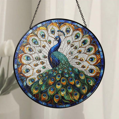 Peacock Stained GLASS Sun catcher, Peacock Sun catcher Ornament, Thanksgiving Gift, Housewarming Gift, Peacock Lover Gift, Bird Feeder Gift