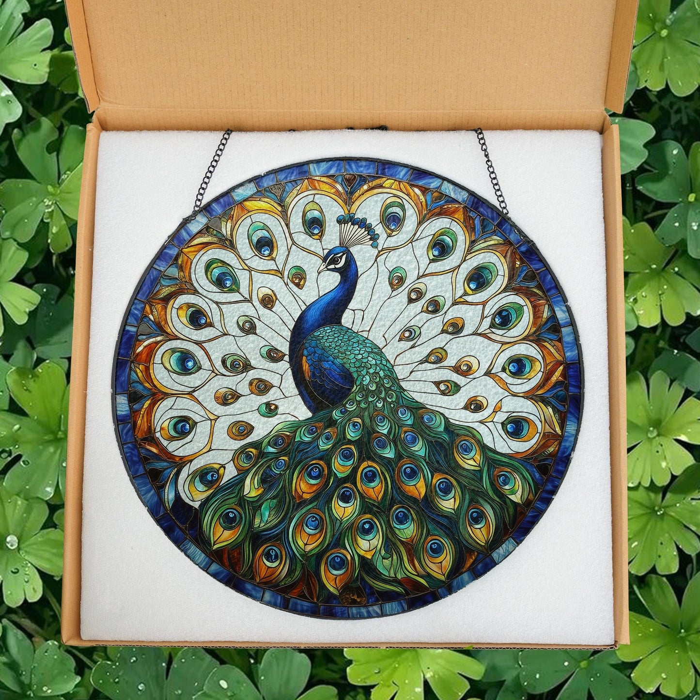 Peacock Stained GLASS Sun catcher, Peacock Sun catcher Ornament, Thanksgiving Gift, Housewarming Gift, Peacock Lover Gift, Bird Feeder Gift