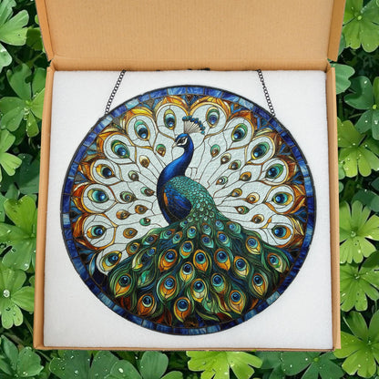 Peacock Stained GLASS Sun catcher, Peacock Sun catcher Ornament, Thanksgiving Gift, Housewarming Gift, Peacock Lover Gift, Bird Feeder Gift