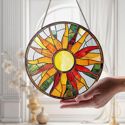 Sun Glass Suncatcher, Sun Suncatcher Ornament, Whimsical Spiral Sun, Sun Art, Sun Set Lover Gift, Sun Home Decor, New Home Decor, mom gift
