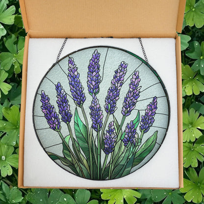 Lavender Stained Glass Suncatcher, Lavender Suncatcher, Lavender Lover Decor, Flower Lover Gift, Lavender Window Hanging Decor, Garden Decor
