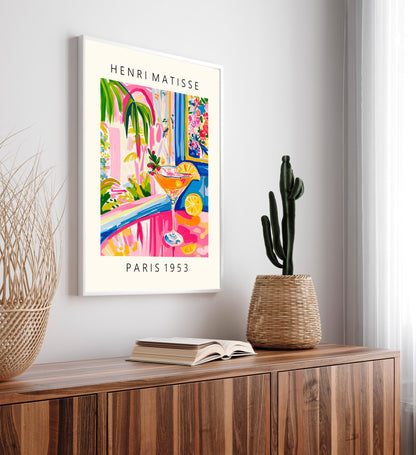 Aperol Spritz Matisse Style Print: Pink Dopamine Cocktail Wall Art