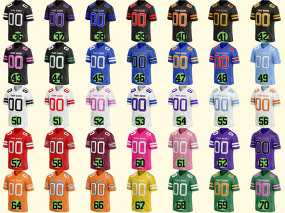 Personalized Football Jersey, Custom Football Jerseys for Any Color, Customized Name & Team Number Football shirt, Sports Uniform Fans Gifts