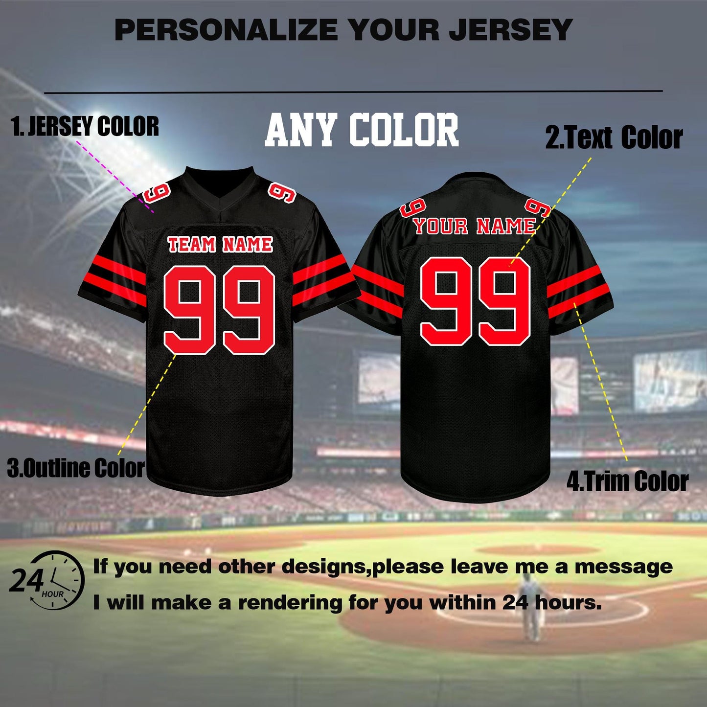 Personalized Football Jersey, Custom Football Jerseys for Any Color, Customized Name & Team Number Football shirt, Sports Uniform Fans Gifts