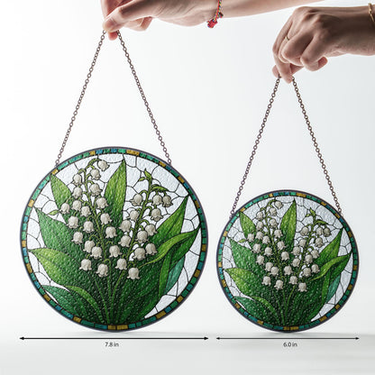 Stained Glass Lily Of The Valley Flower Suncatcher, May Birth Month Flower Suncatcher, Grandma Gift, Glass Suncatcher, Family Gift Idea