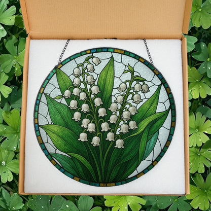 Stained Glass Lily Of The Valley Flower Suncatcher, May Birth Month Flower Suncatcher, Grandma Gift, Glass Suncatcher, Family Gift Idea