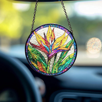 Bird of Paradise Stained Glass Suncatcher, Tropical Flower Art for Home and Garden, Tropical Summer Home Decor, Strelizia Flower Suncatcher