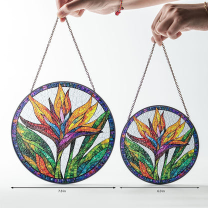 Bird of Paradise Stained Glass Suncatcher, Tropical Flower Art for Home and Garden, Tropical Summer Home Decor, Strelizia Flower Suncatcher