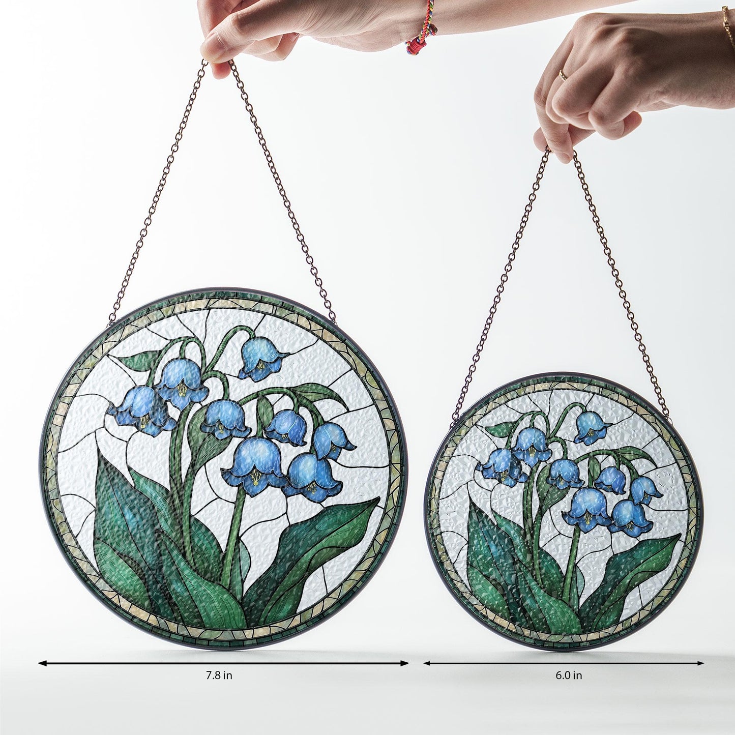 Stained Glass Blue Lily Of The Valley Flower Suncatcher, May Birth Month Flower Suncatcher, Grandma Gift, Glass Suncatcher, Family Gift Idea