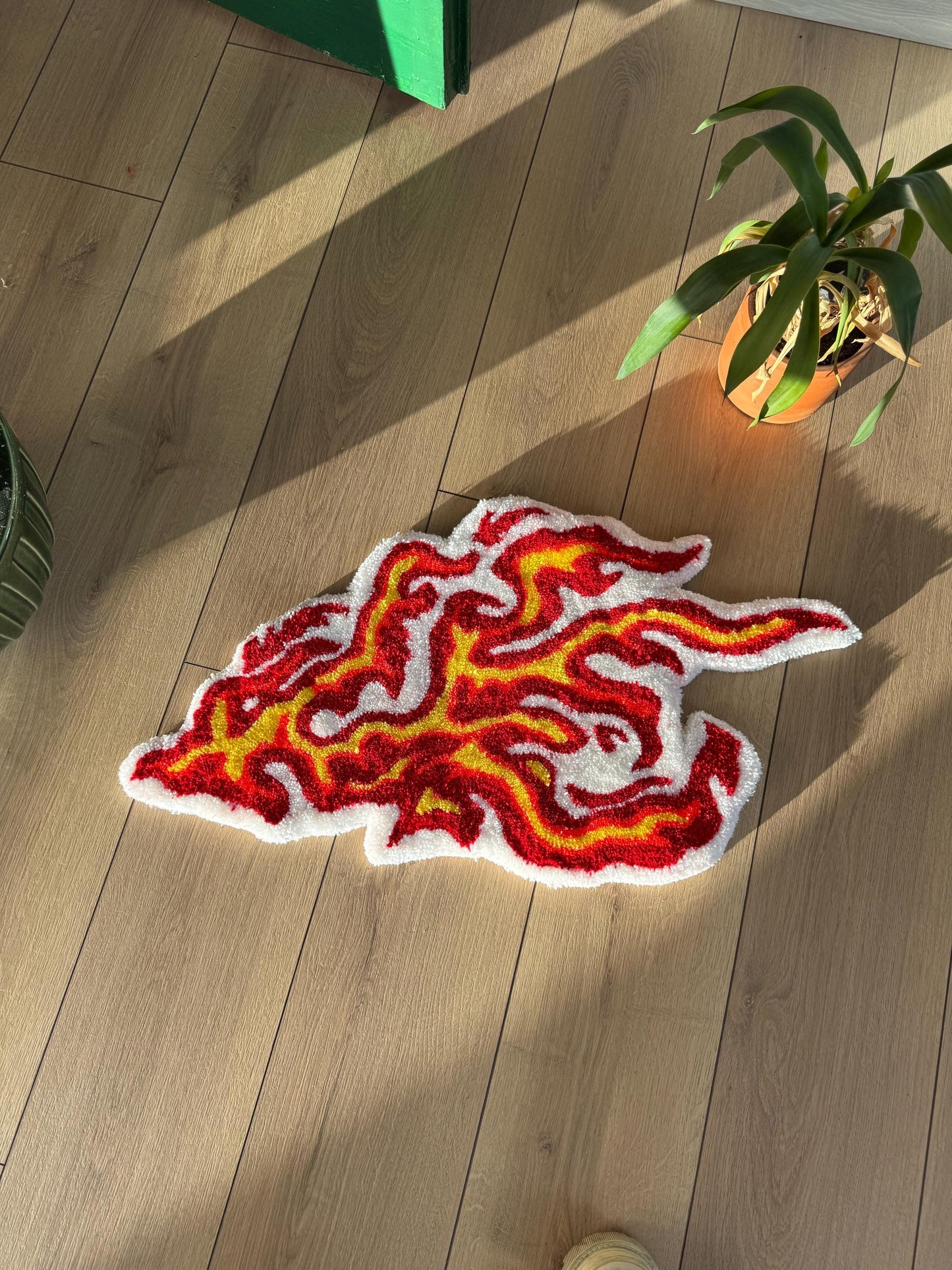 Flame Fluffy Tufted Rug, Handmade Tufted Rugs, Colorful Rugs