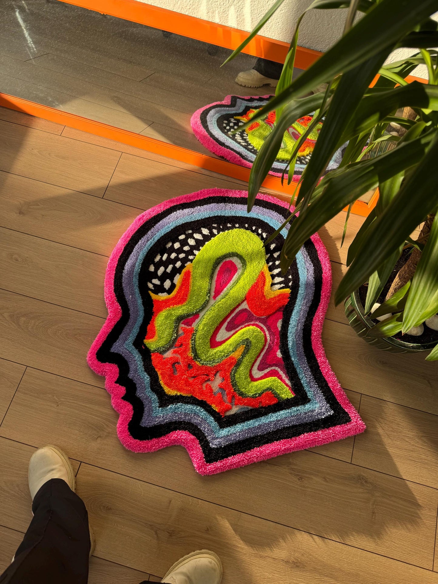 Psychedelic Tufted Rug - Trippy Handmade Wall Hanging - Colorful Groovy Carpet