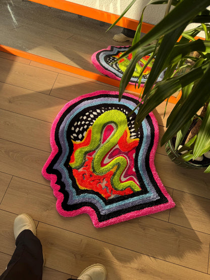 Psychedelic Tufted Rug - Trippy Handmade Wall Hanging - Colorful Groovy Carpet