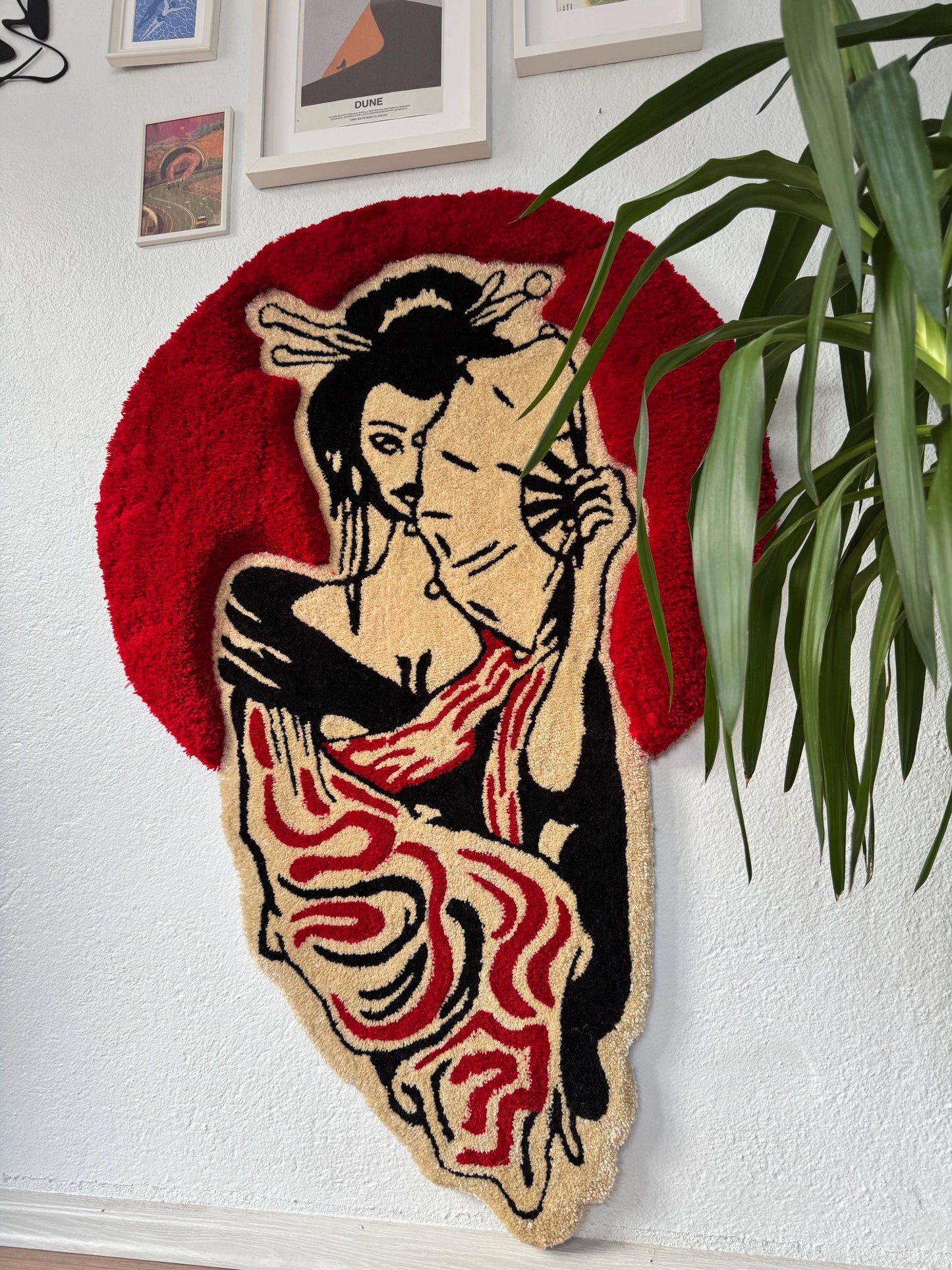 Geisha 3D Fluffy Tufted Rug, Handmade Tufted Rugs, Tufted Wall Art, Tufted Wall Hangings, Unique Japanese Design for Home & Office Decor