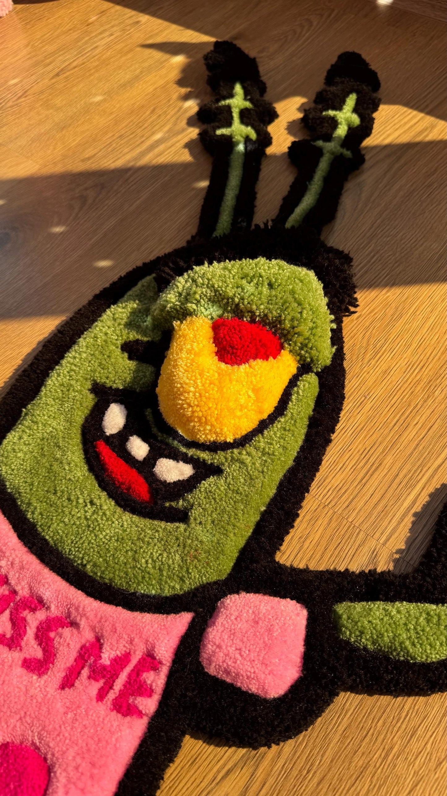 Romantic Tufted Rug – Custom Handmade Blue Cartoon Carpet, Crying Stitch Decor, Puffy Soft Rug for Anime Room Aesthetic or Gift | 3 FT