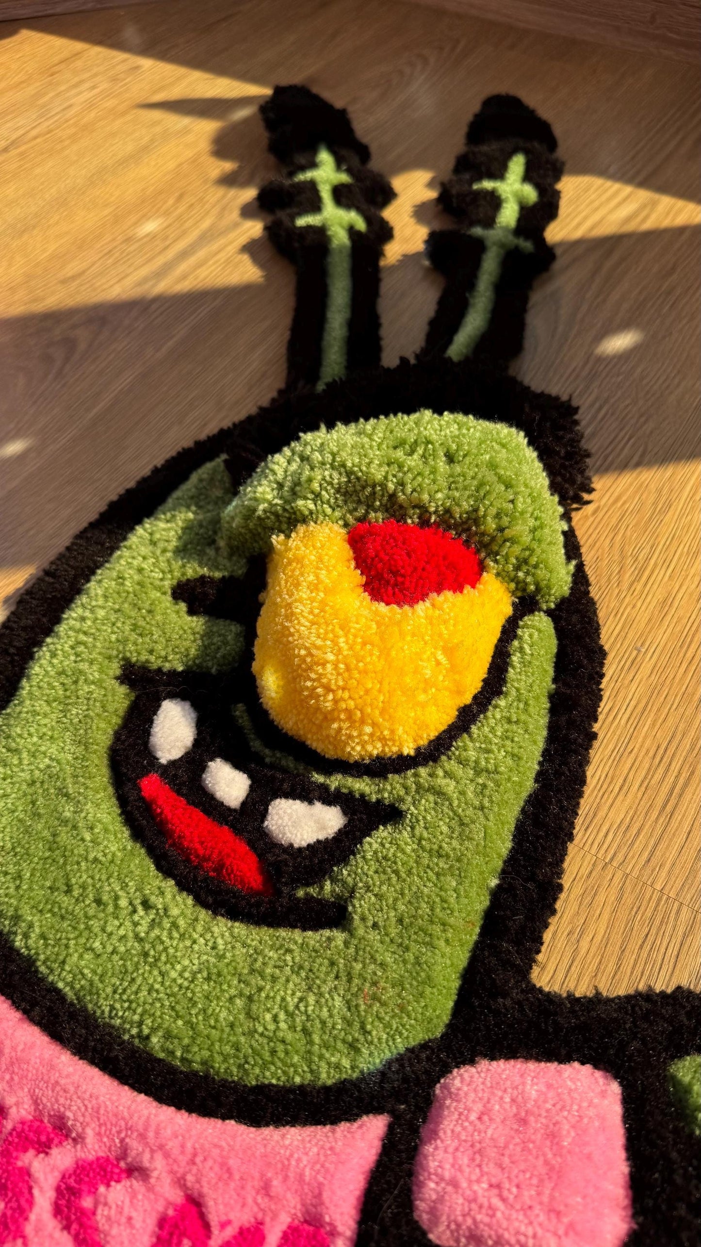 Romantic Tufted Rug – Custom Handmade Blue Cartoon Carpet, Crying Stitch Decor, Puffy Soft Rug for Anime Room Aesthetic or Gift | 3 FT