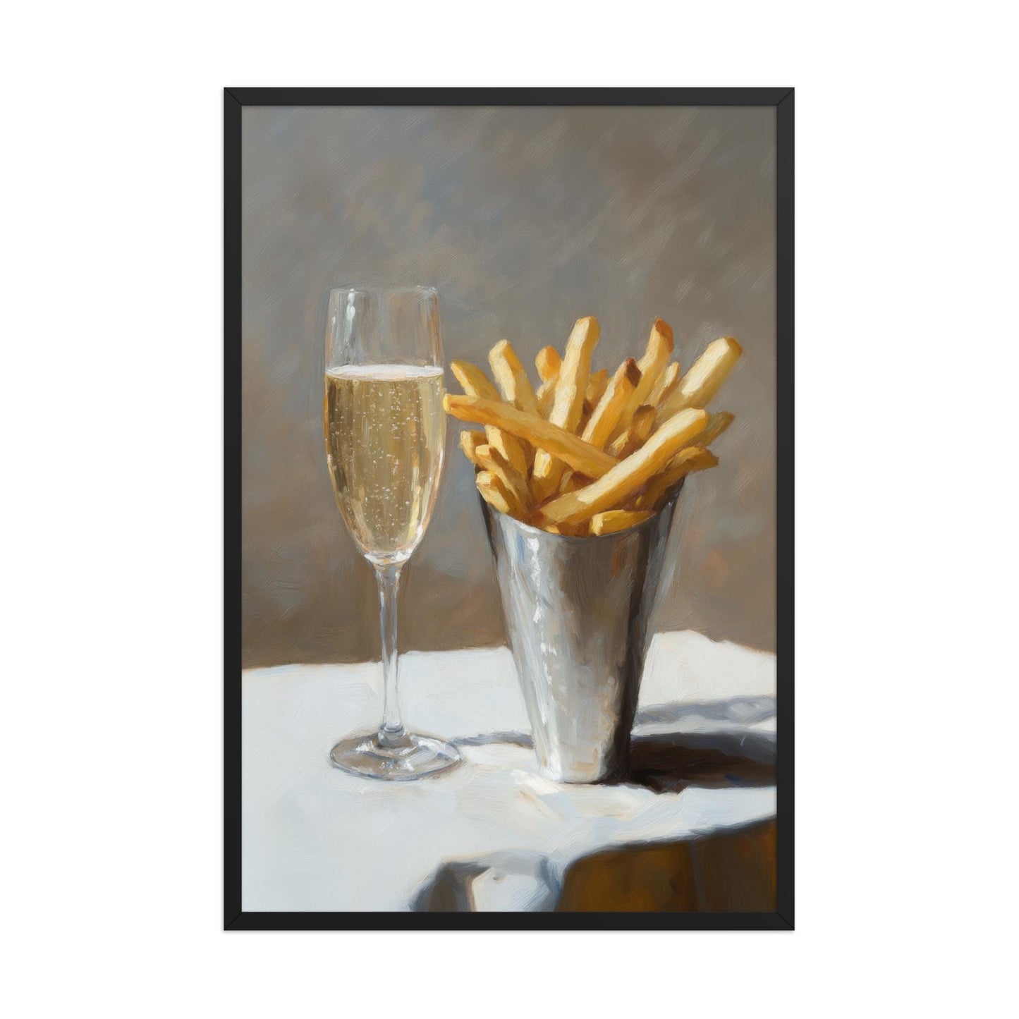 Pomme Frites and Champagne Bar Cart Art Print | Cute Quirky Whimsical | Cocktail Art Bar Cart Decor | French Fries | Trendy Home Wall Art
