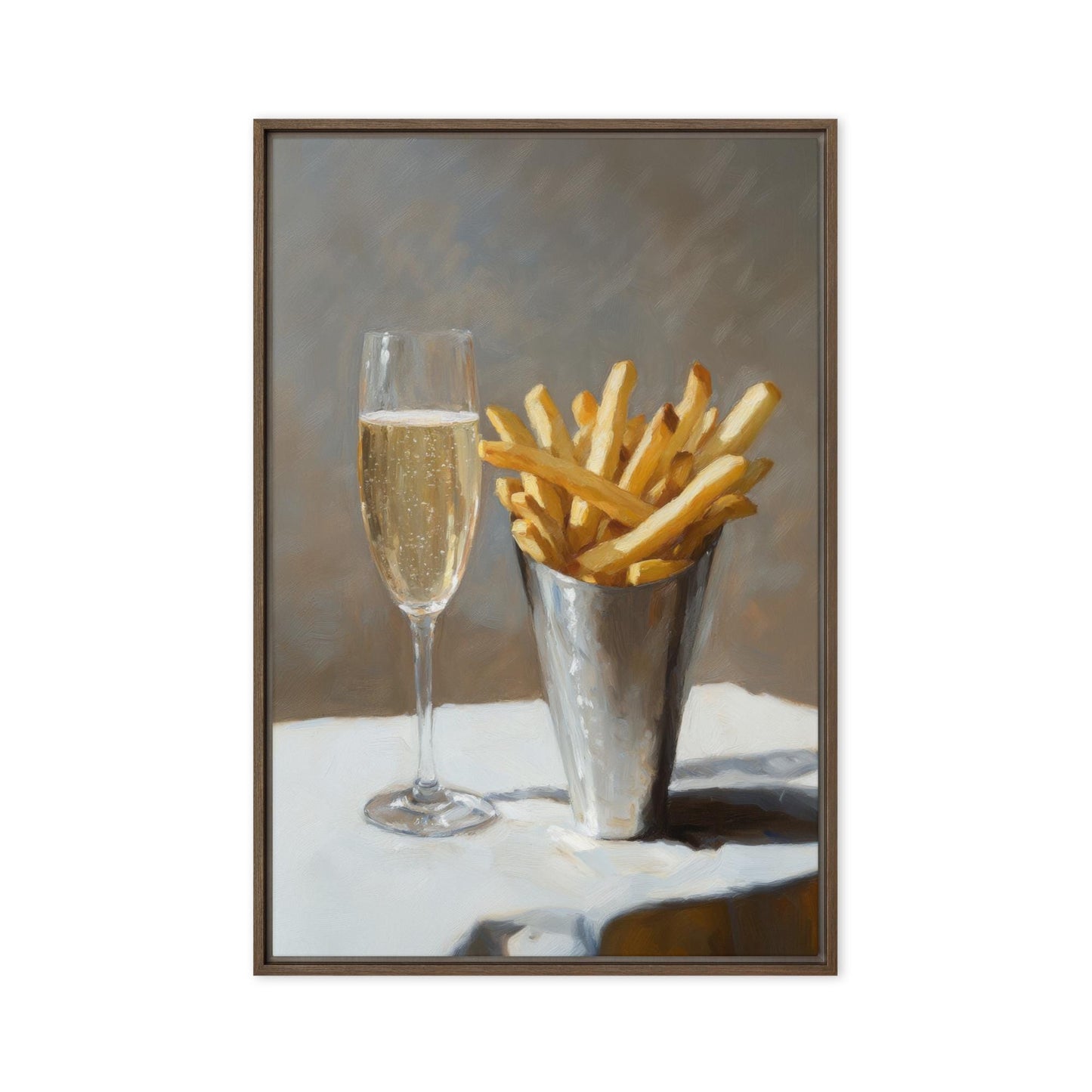 Pomme Frites and Champagne Bar Cart Art Print | Cute Quirky Whimsical | Cocktail Art Bar Cart Decor | French Fries | Trendy Home Wall Art