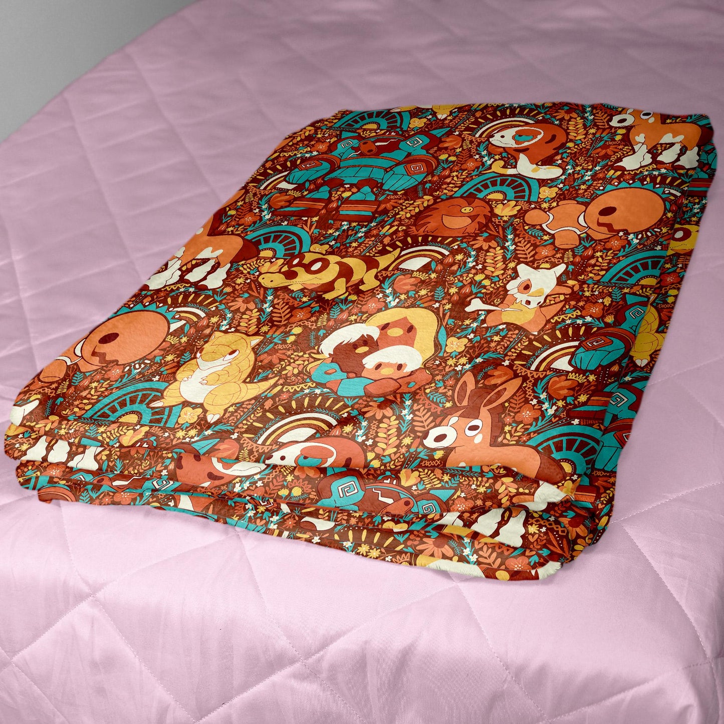 Cubone and Trapinch Blanket, Cute Throw Blanket, Cozy Bed Sofa Couch Decor Home Decor Cotton Blanket, Cubone Blanket Gifts