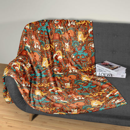 Cubone and Trapinch Blanket, Cute Throw Blanket, Cozy Bed Sofa Couch Decor Home Decor Cotton Blanket, Cubone Blanket Gifts