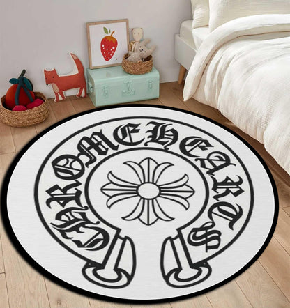 chrome heart inspired rug, chrome heart rug,chrome heart round rug,cross rug, gothic cross,chrome gothic style Y2K, chrome cross, custom rug