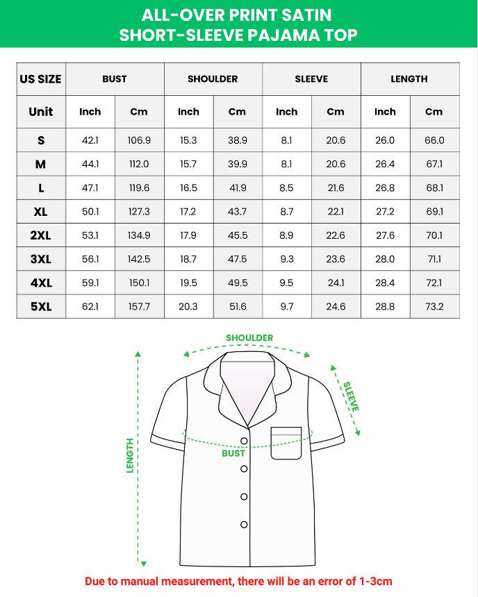 Tropical Pattern AOP Satin Short-Sleeve Pajamas Set, Summer Sleepwear for Women, Cute Loungewear Gift for Her