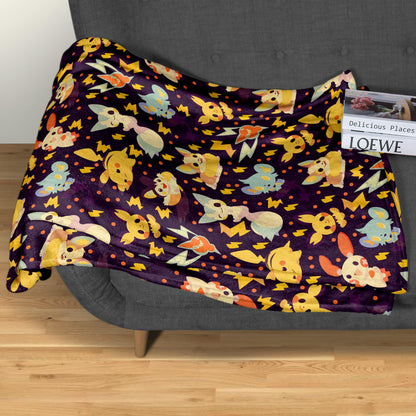 Pikachu Fleece Blanket Home Decor Pachirisu Blanket Throw Blanket Cute Chibi Baby Blanket Pikachu Blanket Gifts