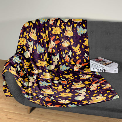 Pikachu Fleece Blanket Home Decor Pachirisu Blanket Throw Blanket Cute Chibi Baby Blanket Pikachu Blanket Gifts