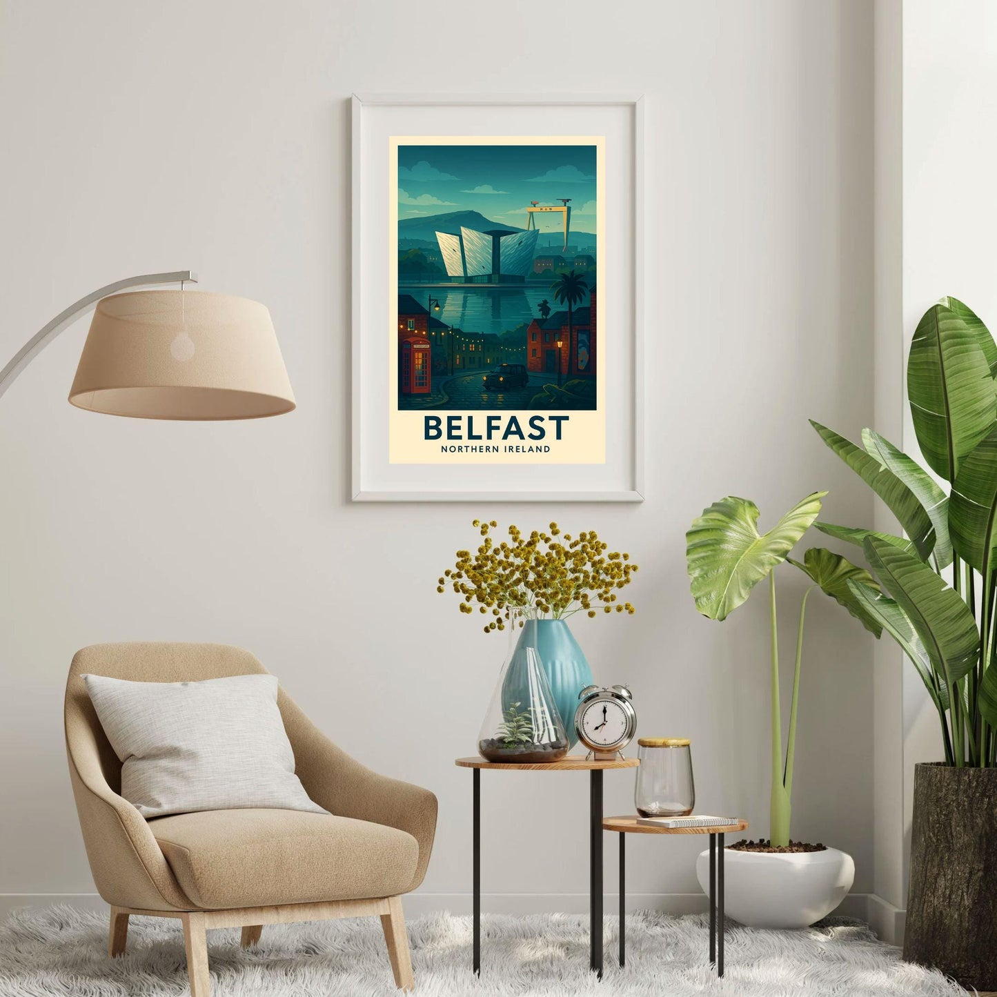 Belfast Ireland Artwork Print, Northern Ireland Wall Art Travel Decor, Britain and Ireland Map Poster Wedding & Birthday Gift For Home