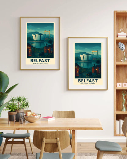Belfast Ireland Artwork Print, Northern Ireland Wall Art Travel Decor, Britain and Ireland Map Poster Wedding & Birthday Gift For Home