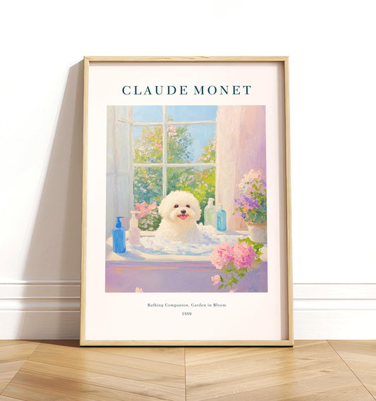 Bichon Frise Art Print: Monet Style French Bathroom Decor