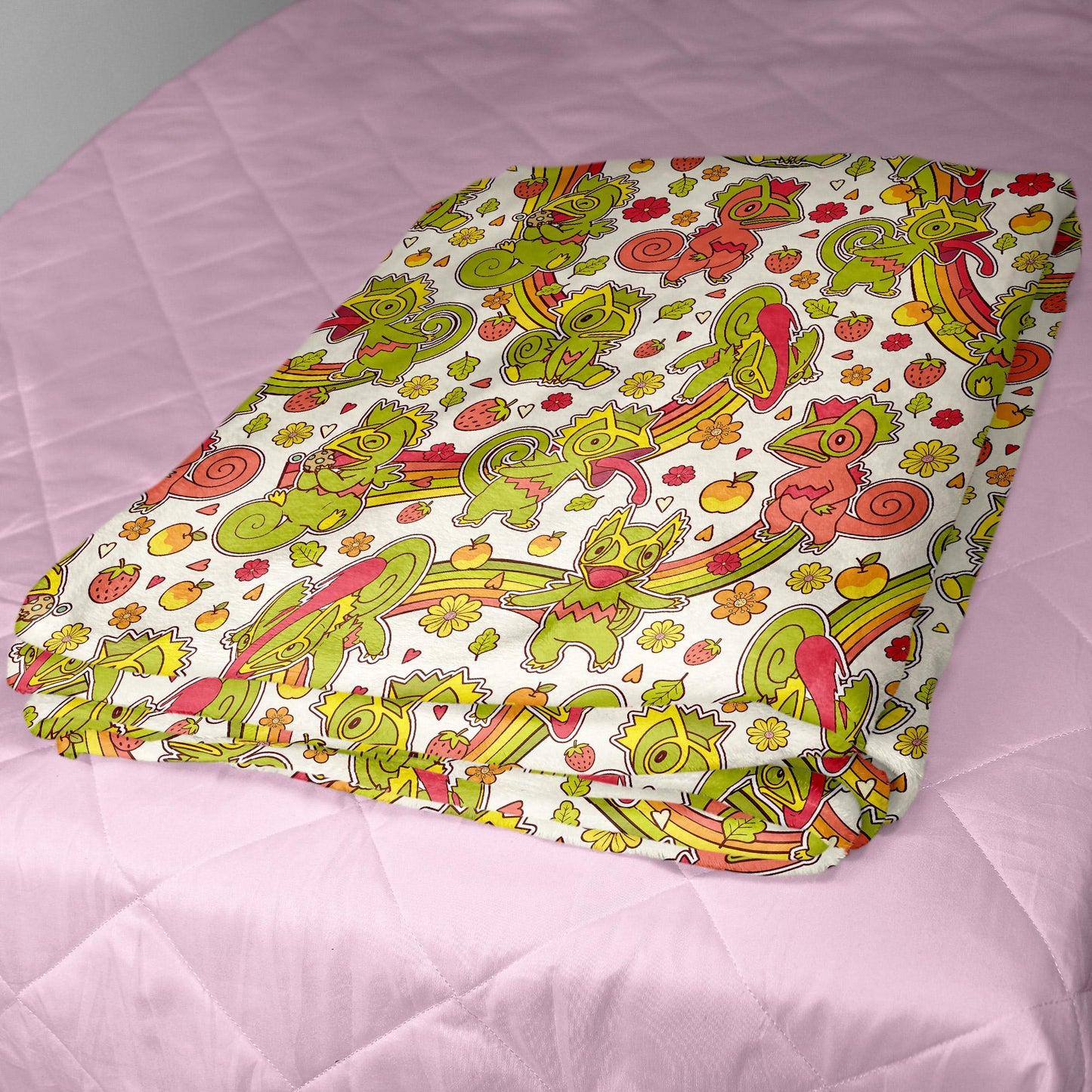 Kecleon Fleece Blanket, Soft Chameleon Character Throw, Home Decor Blanket, Kecleon Blanket Gifts