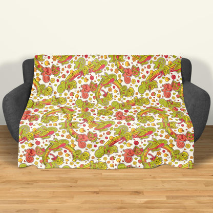 Kecleon Fleece Blanket, Soft Chameleon Character Throw, Home Decor Blanket, Kecleon Blanket Gifts