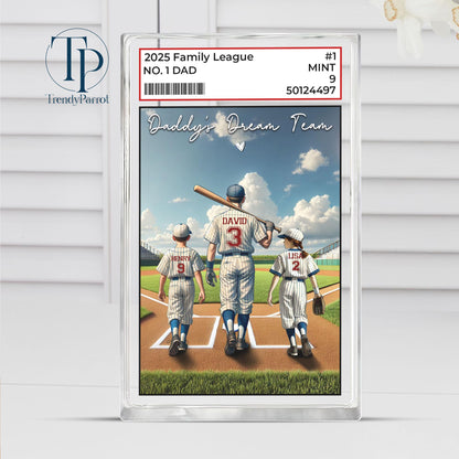 Baseball No. 1 Dad Grandpa Man & Kids Acrylic Plaque, Father's Day Gift For Dad, Gift for Husband,Trading Card Style, Gift for Baseball Dad