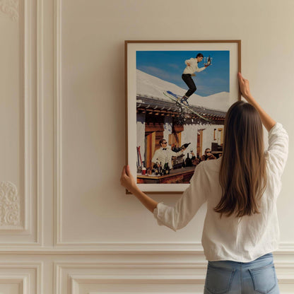 Vintage Skiing Poster: Retro Apres Ski Bar Cart Wall Art