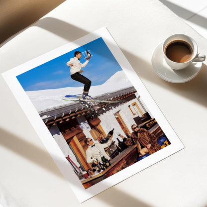 Vintage Skiing Poster: Retro Apres Ski Bar Cart Wall Art