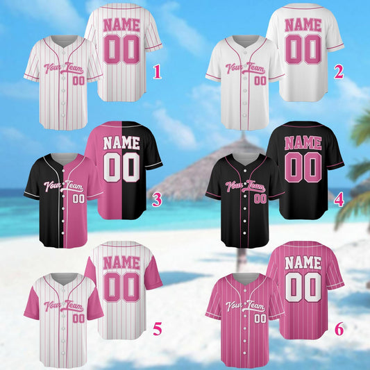 Personalized Team Name And Number, Custom Baseball Jersey Pink Collection, Custom Baseball Jersey, Baseball Jersey Uniform For Baseball Fans
