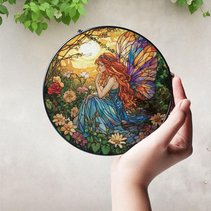Butterfly Fairy Glass Suncatcher, Butterfly Fairy Ornament, Fairy Garden Decor, Fantasy Garden Decor, Magical Decor, Gift for Fantasy Lovers