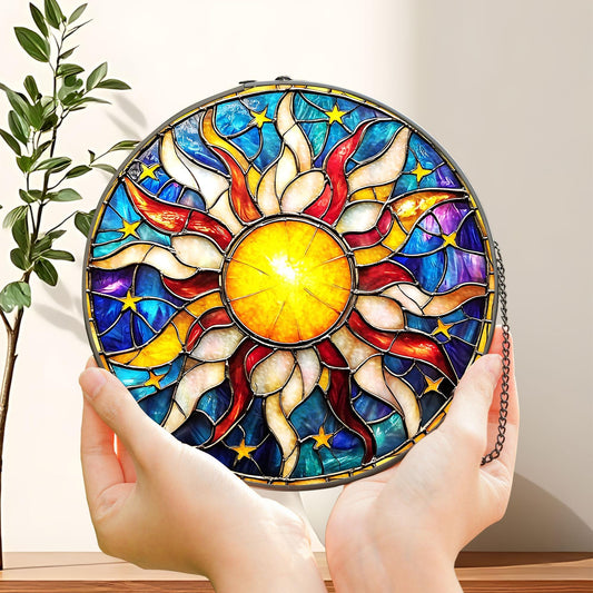 Sun Glass Suncatcher, Sun Suncatcher Ornament, Whimsical Spiral Sun, Sun Art, Sun Set Lover Gift, Sun Home Decor, New Home Decor, mom gift