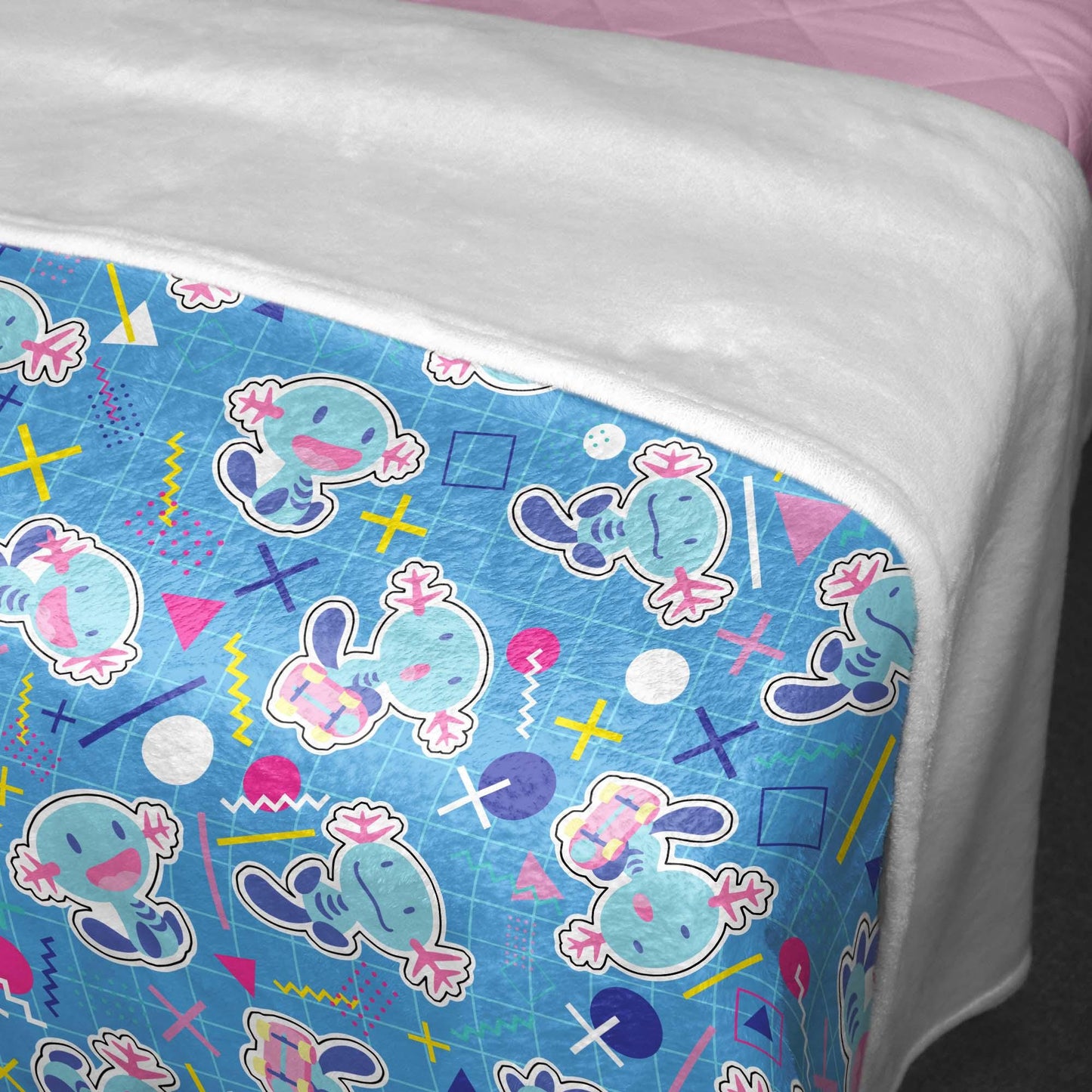 Wooper Fleece Blanket, Blue Cotton Throw Blanket, Cute Cozy Blanket for Bed or Sofa, Home Decor Wooper Blanket Gifts