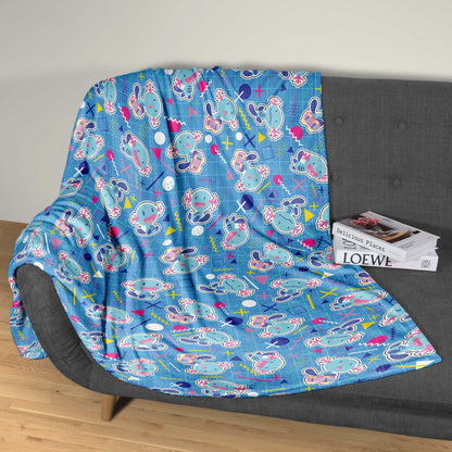 Wooper Fleece Blanket, Blue Cotton Throw Blanket, Cute Cozy Blanket for Bed or Sofa, Home Decor Wooper Blanket Gifts