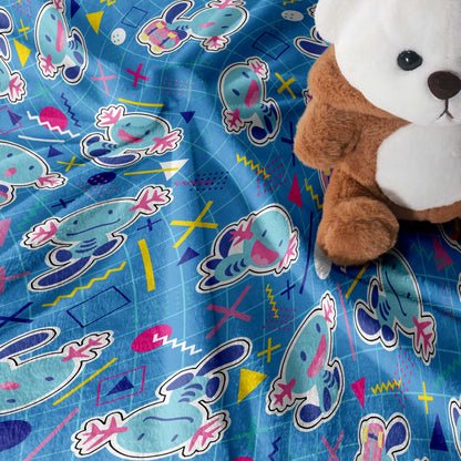 Wooper Fleece Blanket, Blue Cotton Throw Blanket, Cute Cozy Blanket for Bed or Sofa, Home Decor Wooper Blanket Gifts