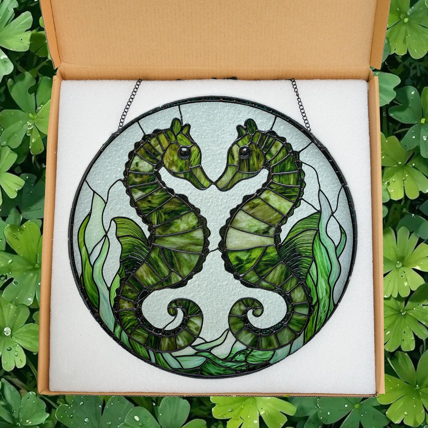 Seahorse Stained Glass Suncatcher, Seahorse Ornament, Suncatcher Ornament Gift, Cool Suncather Windows, Custom Shape Suncatcher