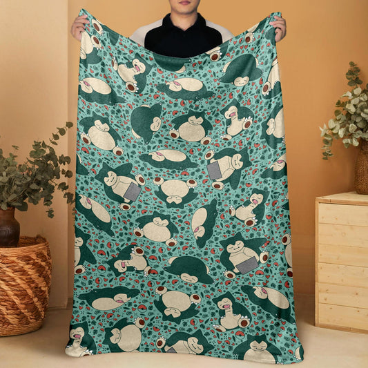 Snorlax Fleece Blanket Home Decor Throw Blanket Bedroom Decor Baby Blanket Sleep Snorlax Blanket Gifts